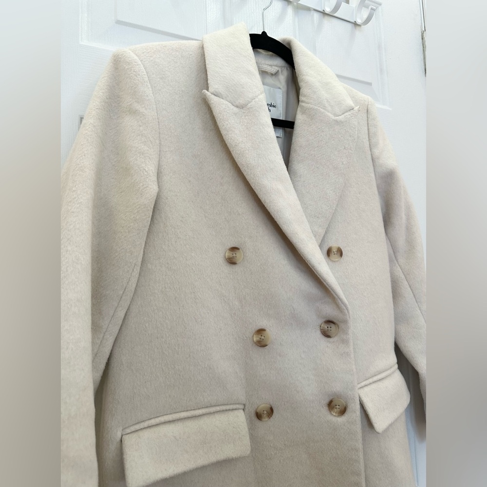Abercrombie Wool-Blend Double-Breasted Tailored Topcoat - Picture 6 of 7